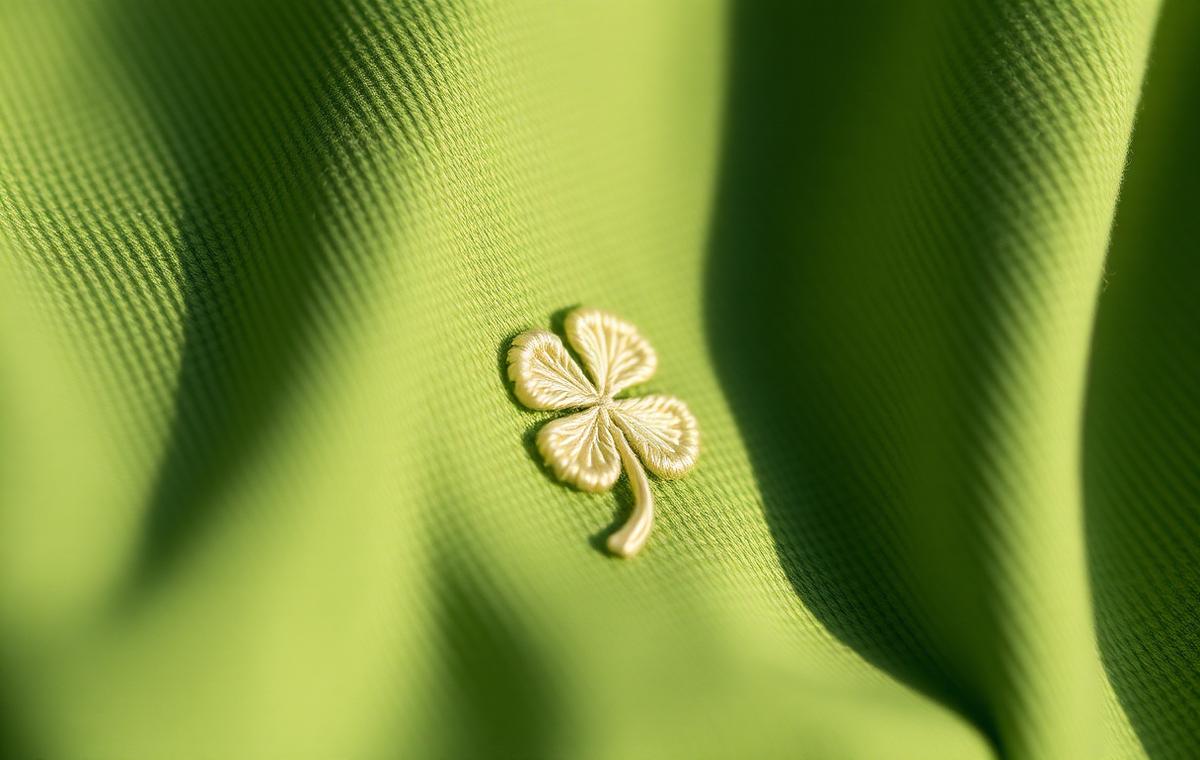 A tiny four-leaf clover embroidered inside a Clover garment